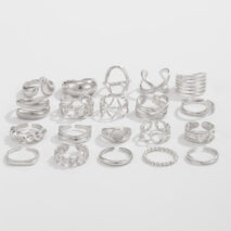 Boho 20pcs Glossy Hollow Heart Wide Ring Set - ArtGalleryZen