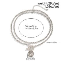 Boho 2pcs Pattern Round Disk Pendant Curb Chain Necklace Set - ArtGalleryZen