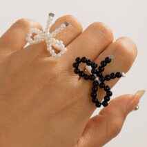 Boho 2Pcs Pearl Beaded Bowknot Ring Set - ArtGalleryZen