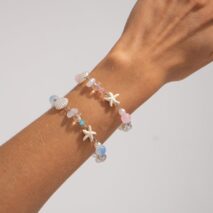 Boho 2pcs Pearl Shell Starfish Glass Beaded Bracelet Set - ArtGalleryZen