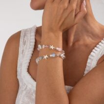 Boho 2pcs Pearl Shell Starfish Glass Beaded Bracelet Set - ArtGalleryZen
