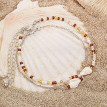 Boho 2Pcs Shell Charm Beaded Curb Chain Anklet Set - ArtGalleryZen