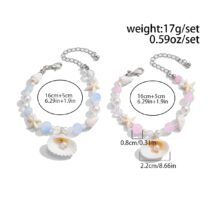 Boho 2pcs Shell Starfish Charm Pearl Glass Bead Bracelet Set - ArtGalleryZen