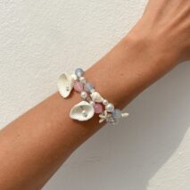 Boho 2pcs Shell Starfish Charm Pearl Glass Bead Bracelet Set - ArtGalleryZen