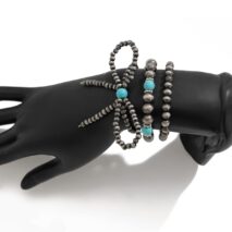 Boho 3pcs Antique Silver Tone Bowknot Turquoise Beaded Bracelet Set - ArtGalleryZen