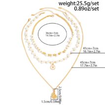 Boho 3pcs Conch Enamel Round Disk Pendant Pearl Chain Necklace Set - ArtGalleryZen