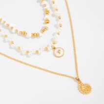 Boho 3pcs Conch Enamel Round Disk Pendant Pearl Chain Necklace Set - ArtGalleryZen