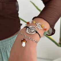 Boho 3pcs Mushroom Sun Moon Star Charm Turquoise Stone Bracelet Set - ArtGalleryZen