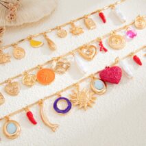 Boho 3pcs Pearl Enamel Heart Chili Sun Flower Pendant Necklace Set - ArtGalleryZen