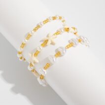 Boho 3pcs Starfish Pearl Seed Beaded Bracelet Set - ArtGalleryZen