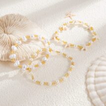 Boho 3pcs Starfish Pearl Seed Beaded Bracelet Set - ArtGalleryZen