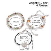Boho 3Pcs Sun Butterfly Mushroom Charm Crystal Star Chain Bracelet Set - ArtGalleryZen