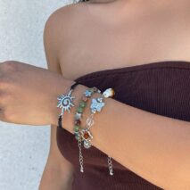 Boho 3Pcs Sun Butterfly Mushroom Charm Crystal Star Chain Bracelet Set - ArtGalleryZen