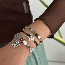 Boho 3pcs Sun Star Butterfly Charm Turquoise Stone Glass Beaded Bracelet Set - ArtGalleryZen