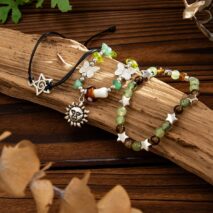 Boho 3pcs Sun Star Butterfly Charm Turquoise Stone Glass Beaded Bracelet Set - ArtGalleryZen