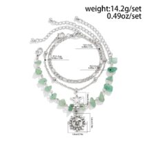 Boho 3Pcs Sun Star Charm Turquoise Stone Bracelet Set - ArtGalleryZen