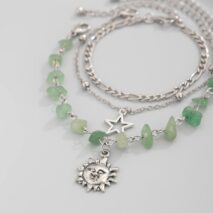 Boho 3Pcs Sun Star Charm Turquoise Stone Bracelet Set - ArtGalleryZen