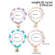 Boho 4pcs Enamel Starfish Charm Polymer Clay Beaded Bracelet Set - ArtGalleryZen