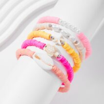 Boho 5pcs Conch Starfish Turtle Charm Pearl Polymer Clay Beaded Anklet Set - ArtGalleryZen