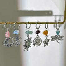 Boho 6Pcs Turquoise Stone Sun Moon Star Dragonfly Floral Heart Charm Hair Braids Ring Set - ArtGalleryZen