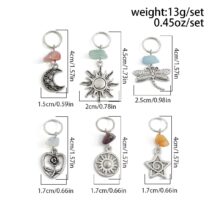 Boho 6Pcs Turquoise Stone Sun Moon Star Dragonfly Floral Heart Charm Hair Braids Ring Set - ArtGalleryZen