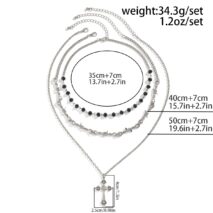 Boho Antique Cross Pendant Crystal Barbed Chain Necklace Set - ArtGalleryZen