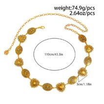 Boho Antique Gold Tone Pattern Heart Oval Disk Waist Chain - ArtGalleryZen