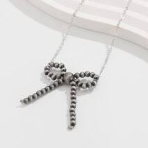 Boho Beaded Bowknot Charm Necklace - ArtGalleryZen