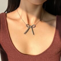 Boho Beaded Bowknot Charm Necklace - ArtGalleryZen