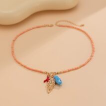 Boho Ceramics Fish Conch Pendant Seed Bead Necklace - ArtGalleryZen