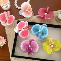 Boho Chic Butterfly Orchid Flower Pearl Hair Clip Hair Pin - ArtGalleryZen