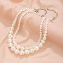 Boho Chunky 2 Pieces Pearl Chain Necklace Set - ArtGalleryZen