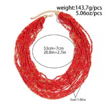 Boho Chunky Layered Seed Beaded Chain Necklace - ArtGalleryZen