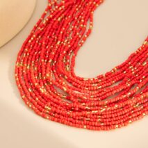 Boho Chunky Layered Seed Beaded Chain Necklace - ArtGalleryZen