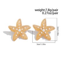 Boho Chunky Pearl Inlaid Starfish Earrings - ArtGalleryZen