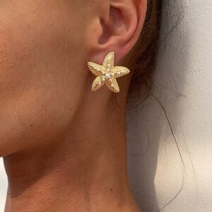 Boho Chunky Pearl Inlaid Starfish Earrings - ArtGalleryZen