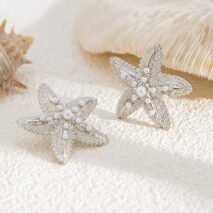 Boho Chunky Pearl Inlaid Starfish Earrings - ArtGalleryZen