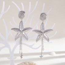 Boho Chunky Starfish Pearl Tassel Conch Earrings - ArtGalleryZen