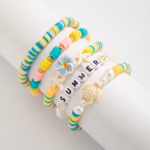 Boho Colorful 5pcs Flower Turtle Pearl Beaded Bracelet Set - ArtGalleryZen