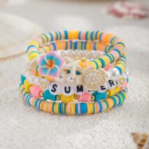 Boho Colorful 5pcs Flower Turtle Pearl Beaded Bracelet Set - ArtGalleryZen