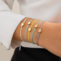 Boho Colorful Heart Jade Cord Stackable Bracelet Set - ArtGalleryZen