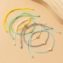 Boho Colorful Heart Jade Cord Stackable Bracelet Set - ArtGalleryZen