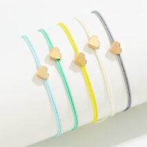Boho Colorful Heart Jade Cord Stackable Bracelet Set - ArtGalleryZen