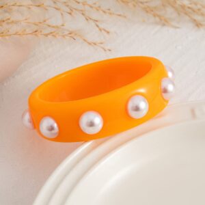 Boho Colorful Pearl Resin Bangle Bracelet - ArtGalleryZen