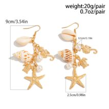 Boho Conch Shell Starfish Pearl Dangle Earrings - ArtGalleryZen