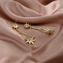 Boho CZ Inlaid Polar Star Dangle Earrings - ArtGalleryZen