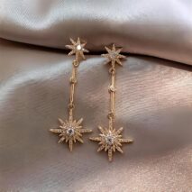 Boho CZ Inlaid Polar Star Dangle Earrings - ArtGalleryZen