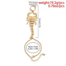 Boho CZ Inlaid Scorpion Finger Ring Chain Bracelet - ArtGalleryZen