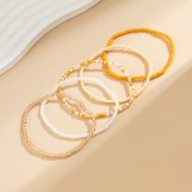 Boho Dainty Layered Crystal Seed Beaded Anklet Set - ArtGalleryZen