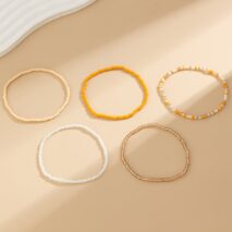 Boho Dainty Layered Crystal Seed Beaded Anklet Set - ArtGalleryZen